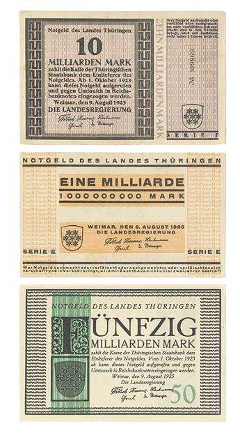 DESIGN. BAYER, HERBERT. Group of 16 Hyper-Inflation German Marks.